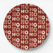 Red Ho Ho Ho Gingerbrot Kekswein Weihnachten Pappteller (Vorderseite)