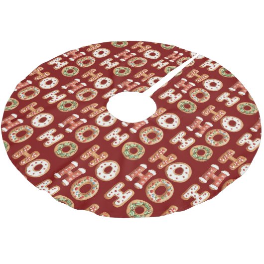 Red Ho Ho Ho Gingerbrot Kekswein Weihnachten Polyester Weihnachtsbaumdecke (Schrägansicht)