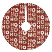 Red Ho Ho Ho Gingerbrot Kekswein Weihnachten Polyester Weihnachtsbaumdecke (Vorderseite)