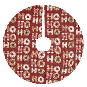 Red Ho Ho Ho Gingerbrot Kekswein Weihnachten Polyester Weihnachtsbaumdecke