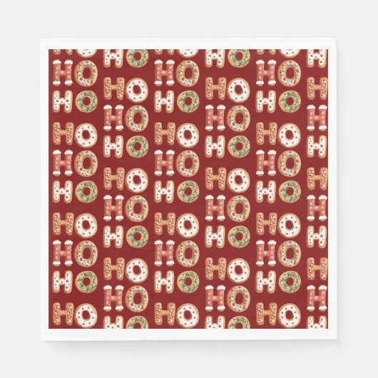 Red Ho Ho Ho Gingerbrot Kekswein Weihnachten Serviette (Vorderseite)