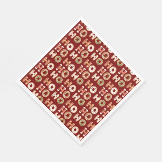 Red Ho Ho Ho Gingerbrot Kekswein Weihnachten Serviette (Ecke)