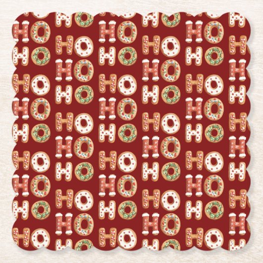 Red Ho Ho Ho Gingerbrot Kekswein Weihnachten Untersetzer (Vorderseite)