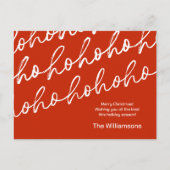 Red Ho-Ho-Ho Weihnachtsfeiertag Postkarte (Vorderseite)