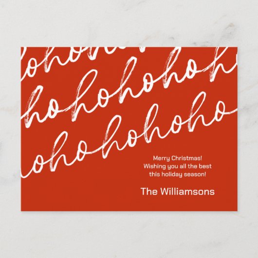 Red Ho-Ho-Ho Weihnachtsfeiertag Postkarte (Vorderseite)