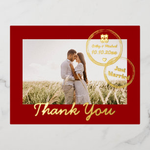 Red Hochzeit in Urlaubsort doppeltes Glück danke Folien Feiertagspostkarte