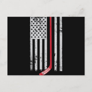 Red Hockey Stick American Flag USA Hockey Feiertagspostkarte
