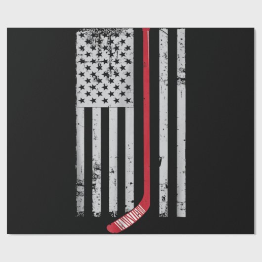 Red Hockey Stick American Flag USA Hockey Geschenkpapier (Flach)