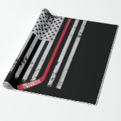 Red Hockey Stick American Flag USA Hockey Geschenkpapier (Ungerollt)