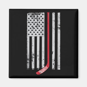 Red Hockey Stick American Flag USA Hockey Magnet