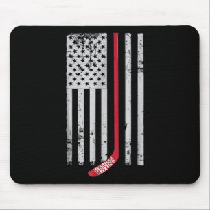 Red Hockey Stick American Flag USA Hockey Mousepad