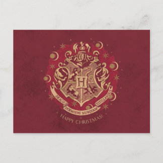Red HOGWARTS™ Wappen Holiday Wreath Feiertagspostkarte