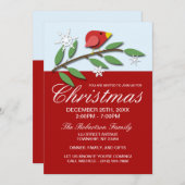 Red Holiday Bird Weihnachtseinladungen Einladung (Vorne/Hinten)