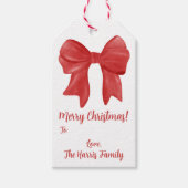Red Holiday Bow, Custom Geschenkanhänger (Vorderseite)