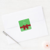 Red Holiday Bow Gift Labels Quadratischer Aufkleber (Umschlag)