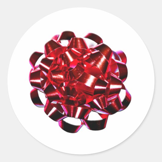 Red Holiday Bow Weihnachtssaison Umschlag Aufklebe Runder Aufkleber (Vorderseite)