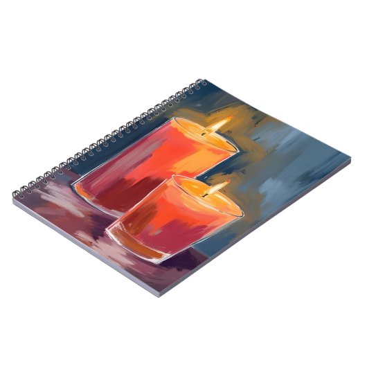 Red Holiday Candles Watercolor Holiday Notizblock (Linke Seite)