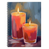 Red Holiday Candles Watercolor Holiday Notizblock (Vorderseite)