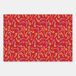 Red Holiday Candy Cane und Snow Design Geschenkpapier Set