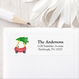 Red Holiday Car Baby Dusche Label