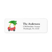 Red Holiday Car Baby Dusche Label (Vorne)