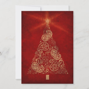 Red Holiday Card mit Paisley Christmas Tree Feiertagskarte