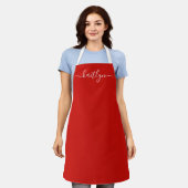 Red Holiday Christmas kitchen Personalized script  Schürze (Getragen)