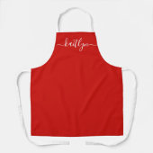 Red Holiday Christmas kitchen Personalized script  Schürze (Vorderseite)