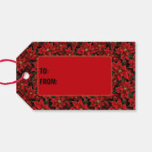 Red Holiday Christmas Poinsettia Pattern Geschenkanhänger (Rückseite Horizontal)