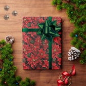 Red Holiday Christmas Poinsettia Pattern Geschenkpapier