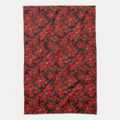 Red Holiday Christmas Poinsettia Pattern Geschirrtuch (Vertikal)