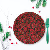 Red Holiday Christmas Poinsettia Pattern Pappteller