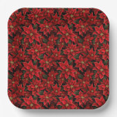 Red Holiday Christmas Poinsettia Pattern Pappteller (Vorderseite)