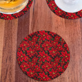 Red Holiday Christmas Poinsettia Pattern Rechteckiger Pappuntersetzer