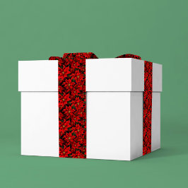 Red Holiday Christmas Poinsettia Pattern Satinband