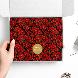 Red Holiday Christmas Poinsettia Pattern Seidenpapier