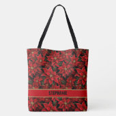 Red Holiday Christmas Poinsettia Pattern Tasche (Rückseite)