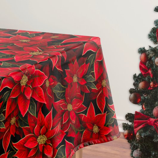 Red Holiday Christmas Poinsettia Pattern Tischdecke