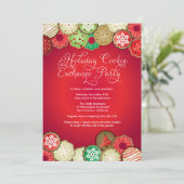 Red Holiday Cookie Exchange Party Einladung (Stehend Vorderseite)