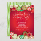 Red Holiday Cookie Exchange Party Einladung (Vorne/Hinten)