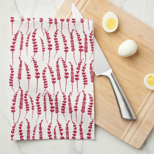 Red Holiday Fern Print Geschirrtuch (Viertel Falte)
