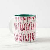 Red Holiday Fern Print Zweifarbige Tasse (Vorderseite Links)