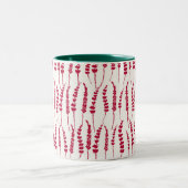 Red Holiday Fern Print Zweifarbige Tasse (Mittel)