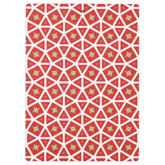 Red Holiday Geometric Star Design Klemmbrett (Rückseite)