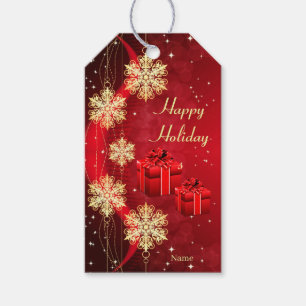 Red Holiday Gift Tag Geschenkanhänger