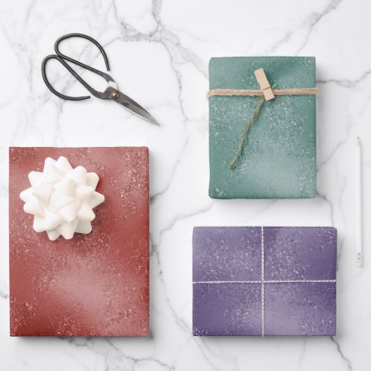 Red Holiday Glitzer Geschenkpapier Set (Vorderseite)