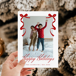 Red Holiday Hand Drawing Whimsical Bows Feiertagskarte