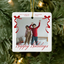 Red Holiday Hand Drawing Whimsical Bows Keramikornament