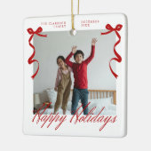 Red Holiday Hand Drawing Whimsical Bows Keramikornament (Links)