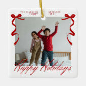 Red Holiday Hand Drawing Whimsical Bows Keramikornament (Vorderseite)